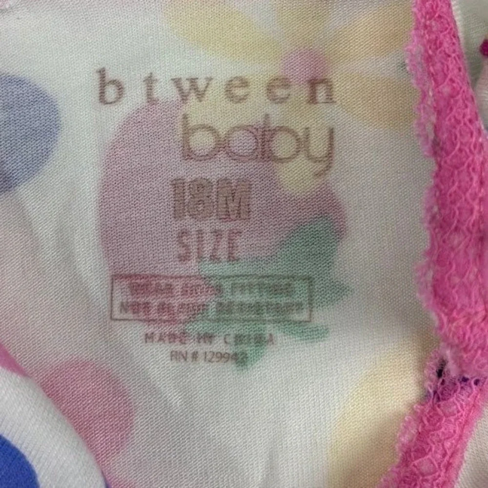 Btween‎ Baby Girls 18M Bamboo Fruit Floral Print Pajama Set Top Pants Headband